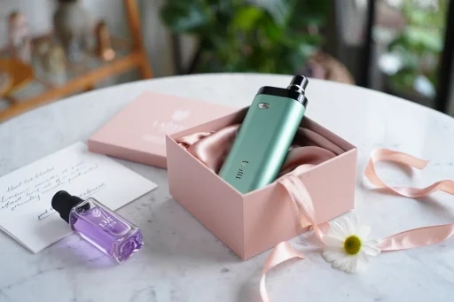 健康 志向 ギフトとしてのVAPEとリラックスする女性